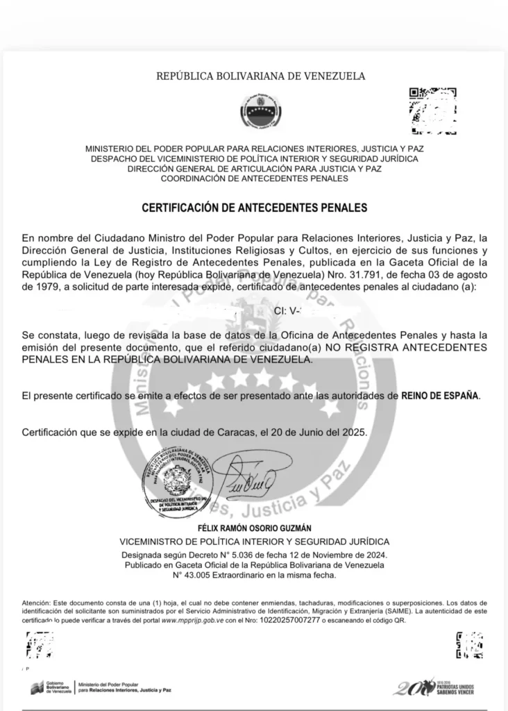 Antecedentes penales de venezuela